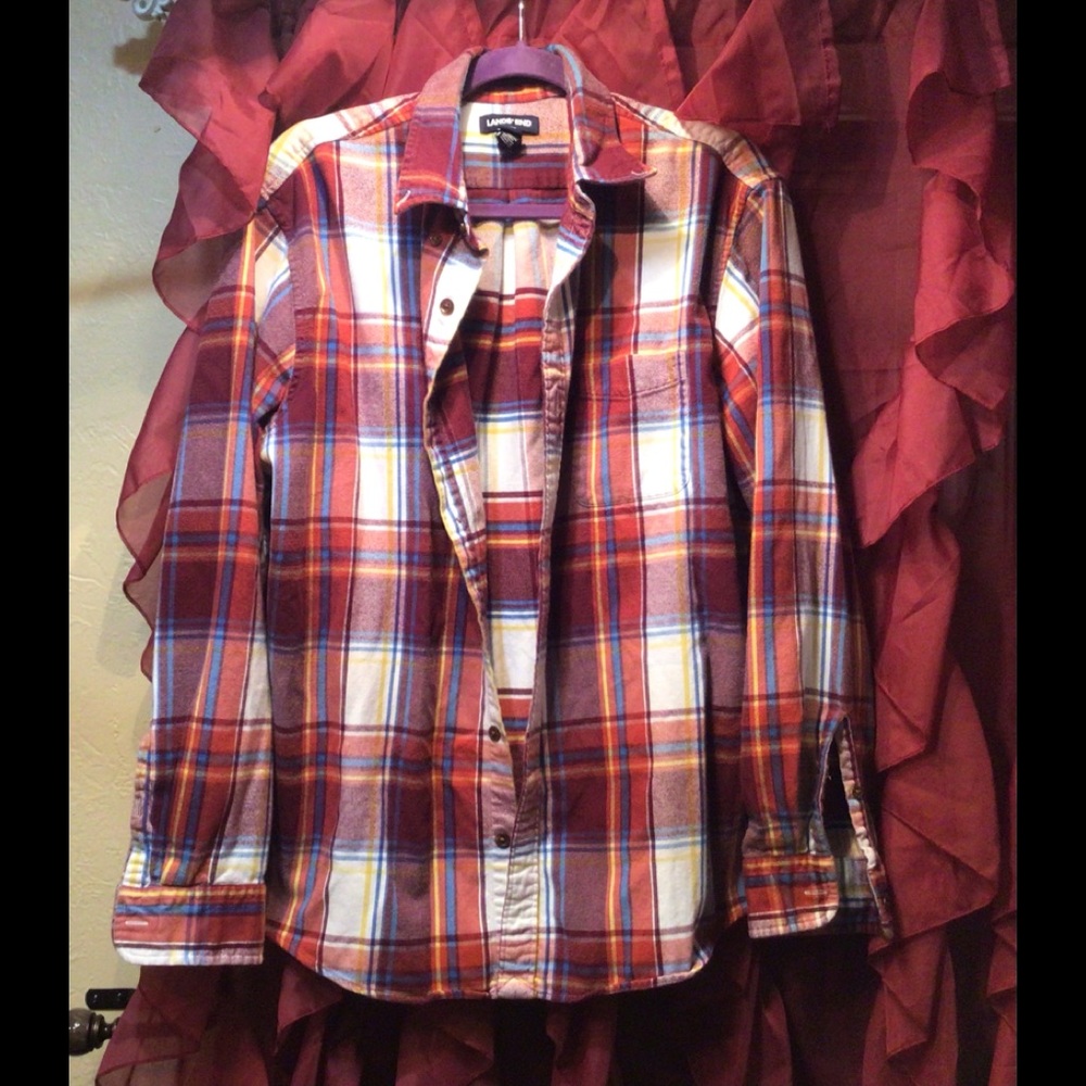 LANDS END Traditional Fit Flannel Men's Shirt